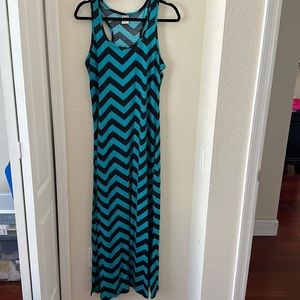 Chevron Blue and Black Maxi‎ Dress